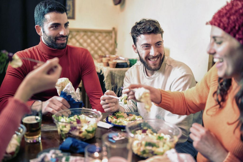 group eating wraps